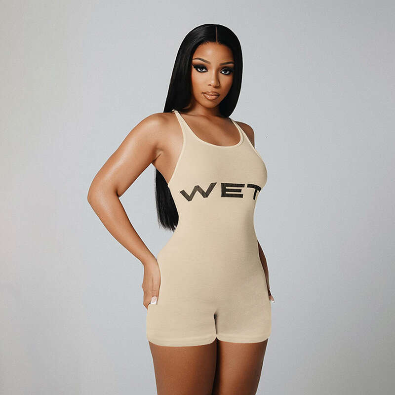 Women's Wear Women's Summer New Fashion And Sexy Backless Solid Color Suspended Sports Tight Jumpsuit
