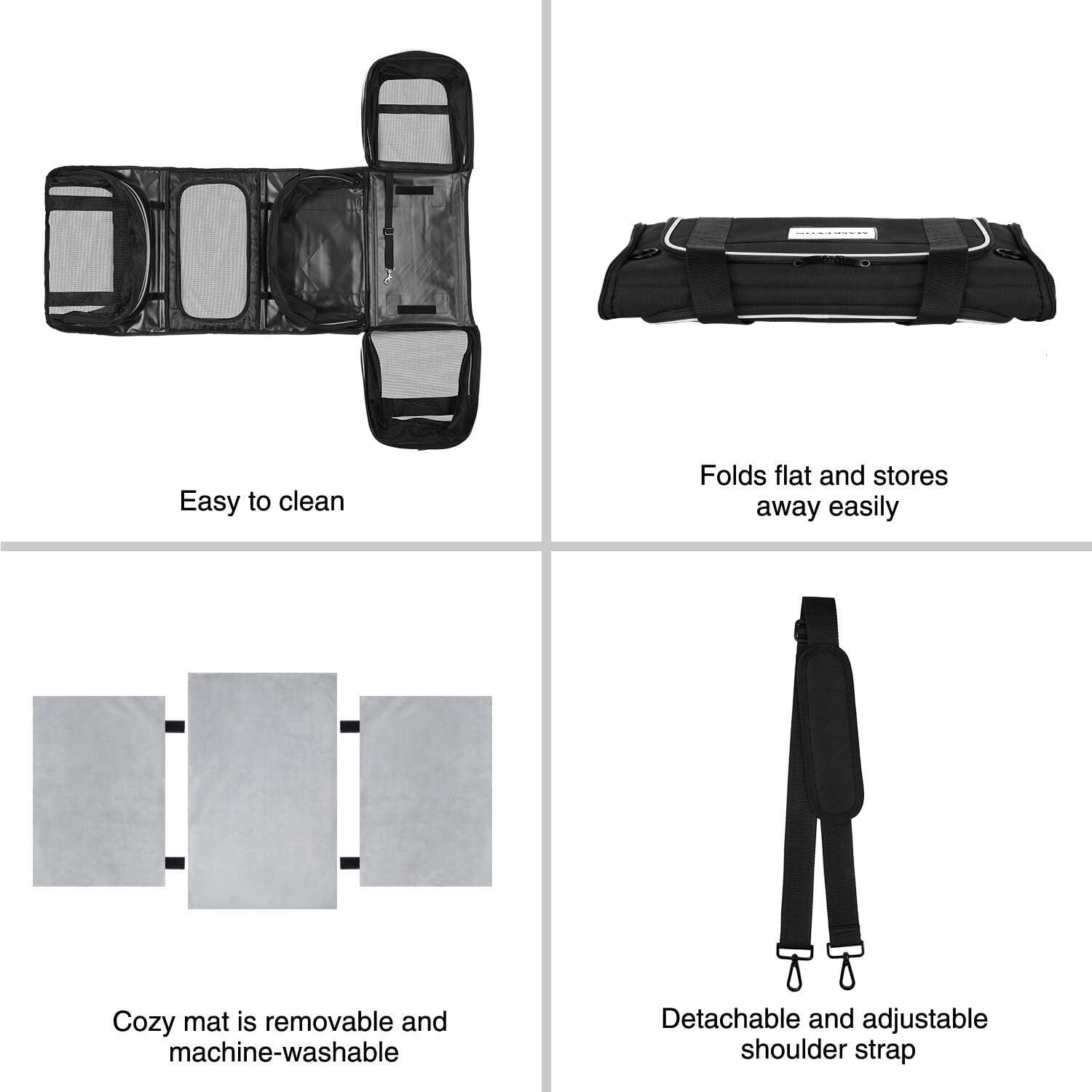 MASKEYON Airlines approved expandable pet harness with mesh pockets, shoulder strap, washable pad - suitable for 2 cats, kittens, puppies, and dogs