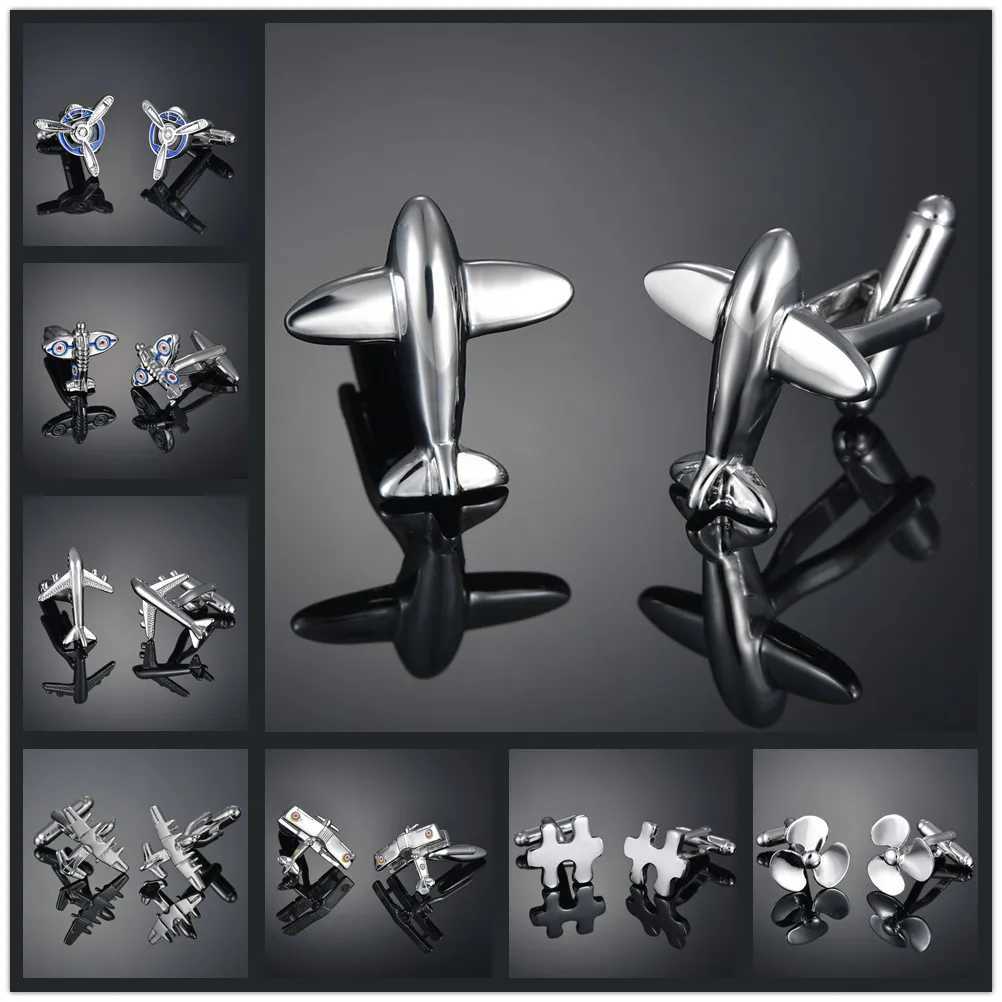 High quality silver cufflinks fighter jet cufflinks French shirt cufflinks set accessories wedding jewelryT250412