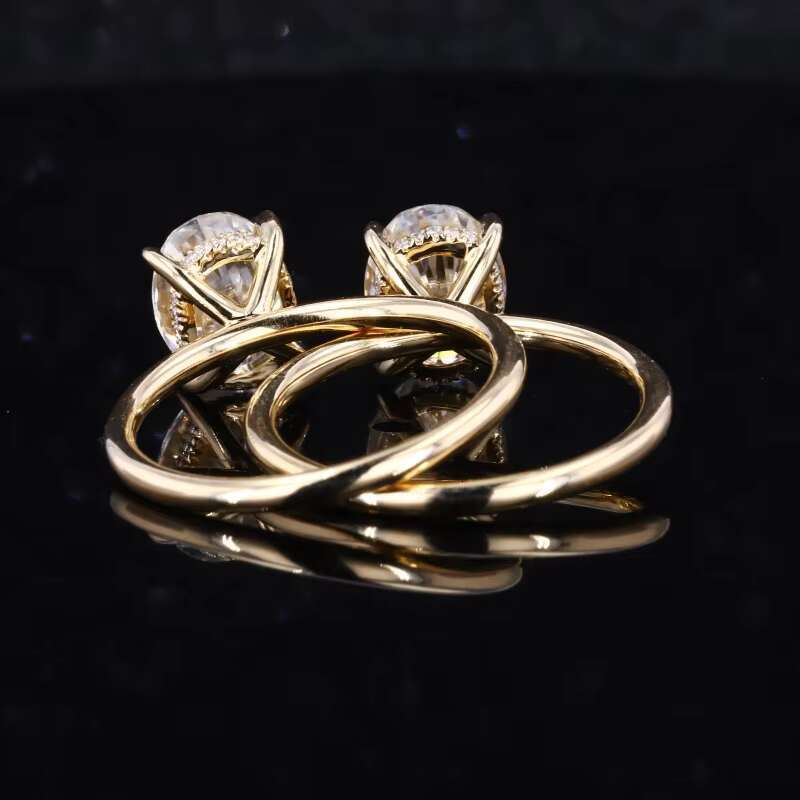 Starsgem Oval Brilliant Cut Moissanite and Lab Grown Diamond 14k 18k Gold Ring