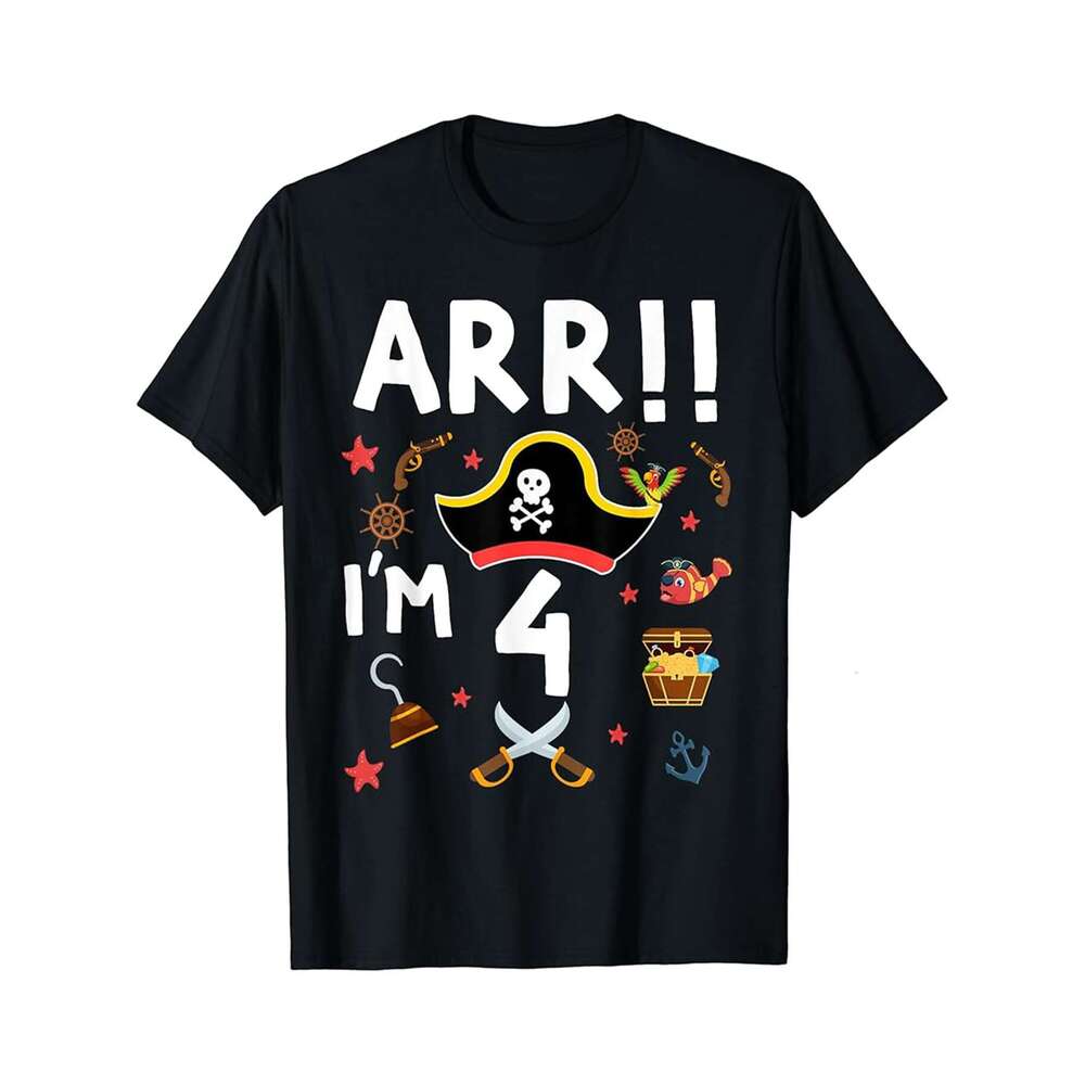 Designer T shirt Arrr Im 4 Cute 4th Birthday Pirate Theme Party Pirates - 220g T shits