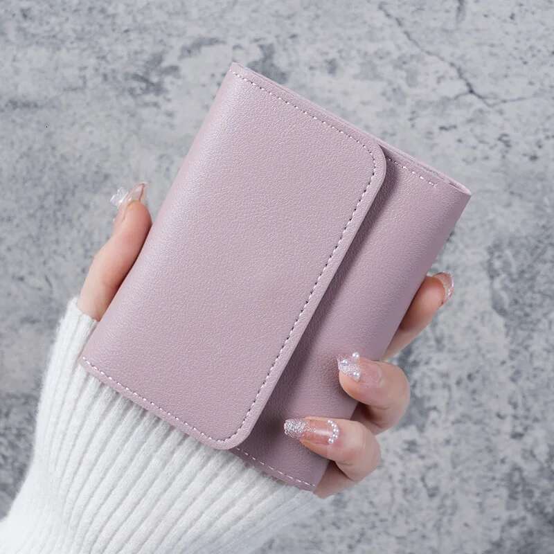 Women's Wallet Multifunctional Card Holder Short Slim Zipper Coin Purse Tri-Fold Design Smooth Surface Fashionable Mini Organize ddmythur