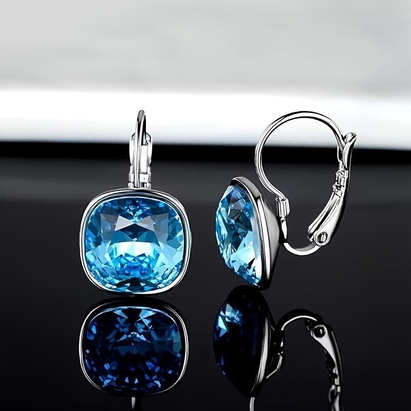 Sterg sier earrings with Austrian crystals, hypoallergenic square crystal earrings, exquisite anniversary birthday jewelry gift for women