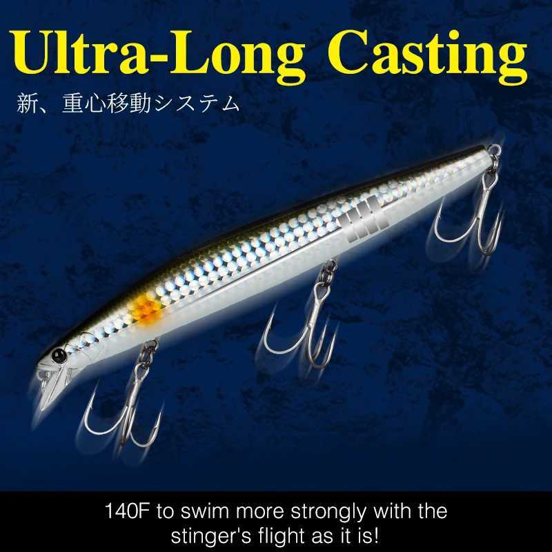TSURINOYA 140F Ultra-long Casting Floating Minnow STINGER 140mm 24g Artificial Large Hard Bait Tungsten Weight Sea Fishing Lure Z250411