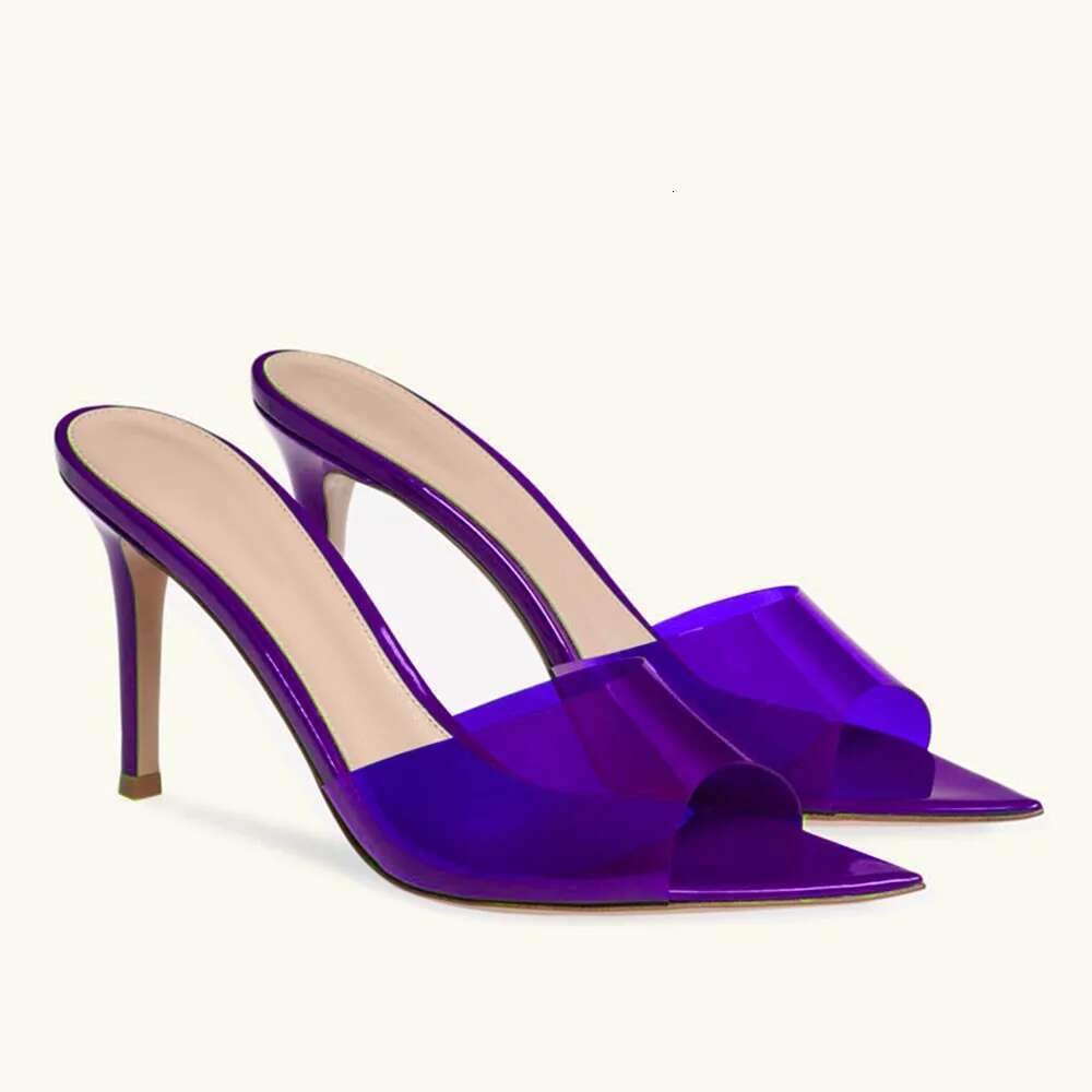 2025 Peep Toe Sexy Summer Women's Mules Pump Elegant Chic Super Thin High Heels Office Lady Party Shoes Slipper Sandals