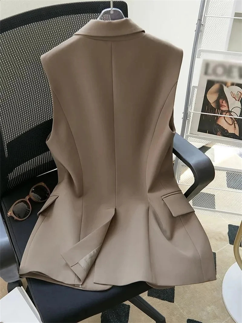 Korean vest 2024 spring summer womens jacket ultrathin sleeveless fashionable wild lining single button set 250407
