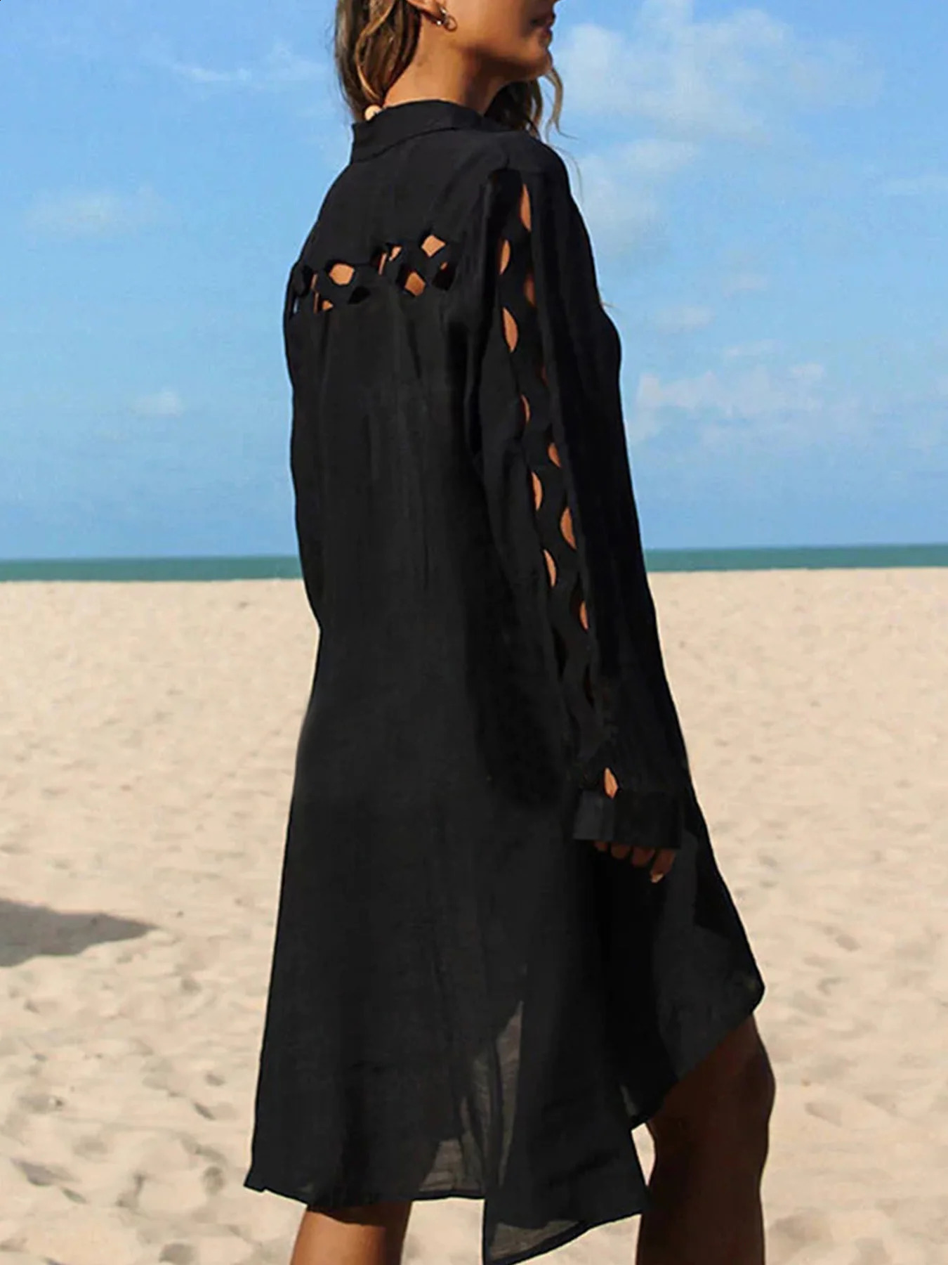 Beach chiffon womens dress summer fashion casual holiday sunshine shirt 250408