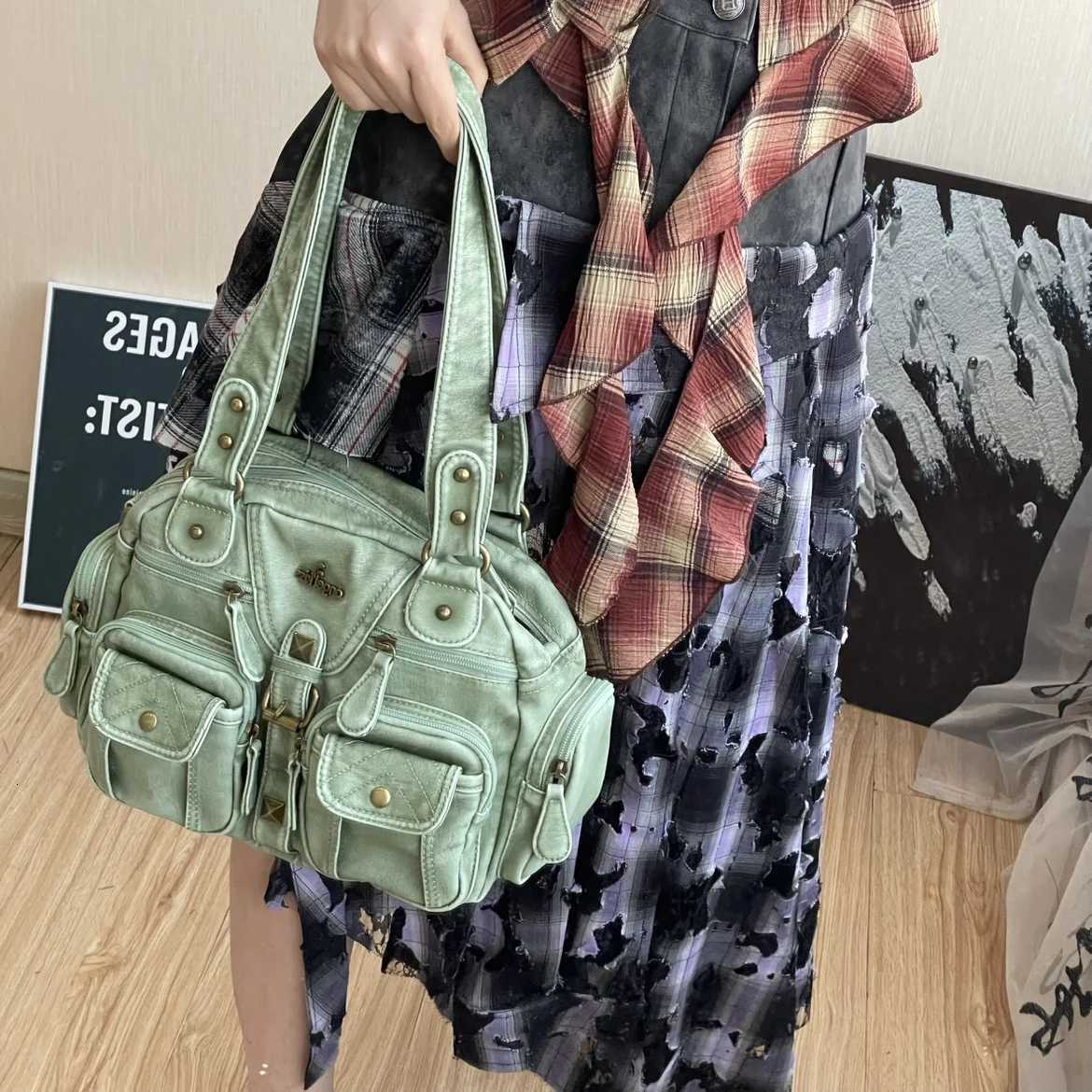 Angelkiss Women Handbags Y2K PU Satchel Top-handle Purses and Handbags Dumpling Pack Shoulder Bags Phone Money PackW251111