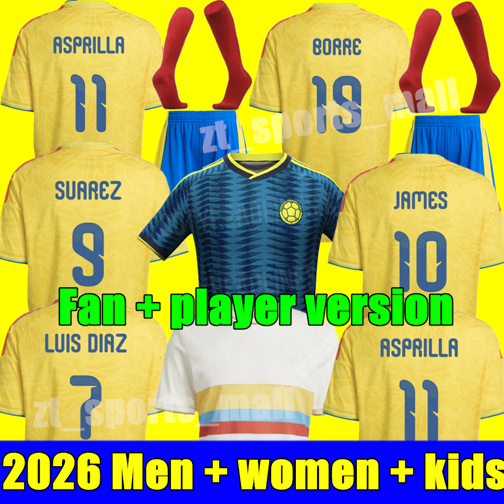 2026 COlOMBIA JAMES Soccer Jerseys Men women Kids Kit Columbia National Team Football Shirt Home Away Set Camisetas Copa America D.VALOYES ARANGO C. CHUCHO CUADRADO