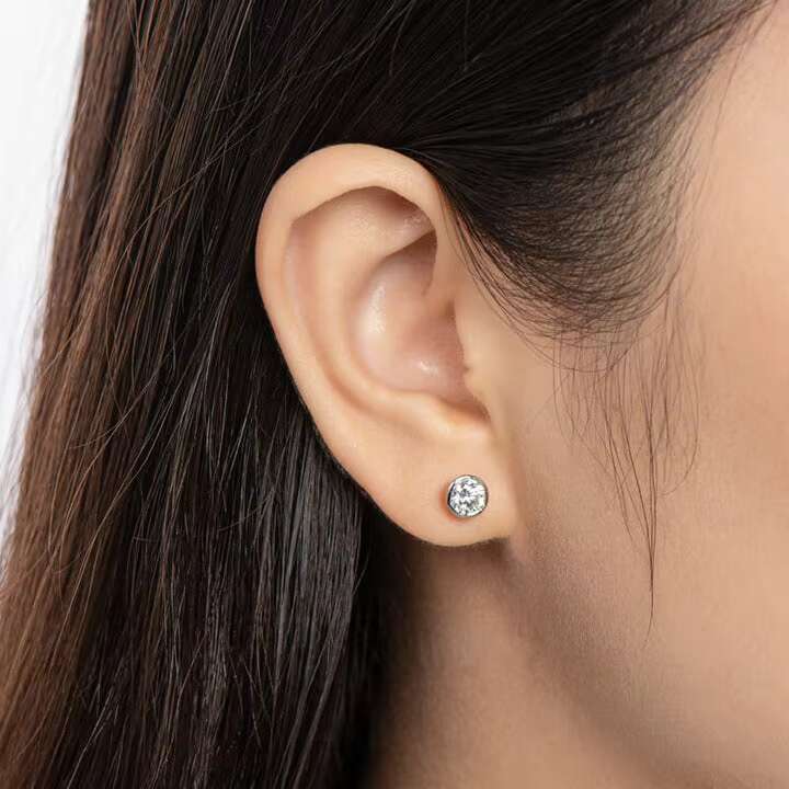 925 Sterling Silver Gold Plated 1ct Round Moissanite Earrings Men Earrings Set Wholesale Moissanite Jewelry