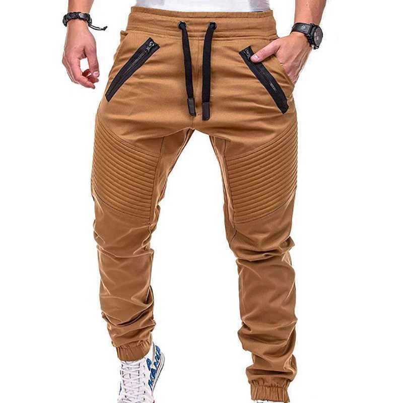 Mens casual jogging pants thin cargo sports pants mens multi pocket Trouser new mens sports shirt hip-hop harem pencil pants W250411