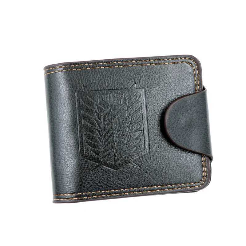 Mens wallet brown short folding PU leather button wallet with zipper pocket Z250411