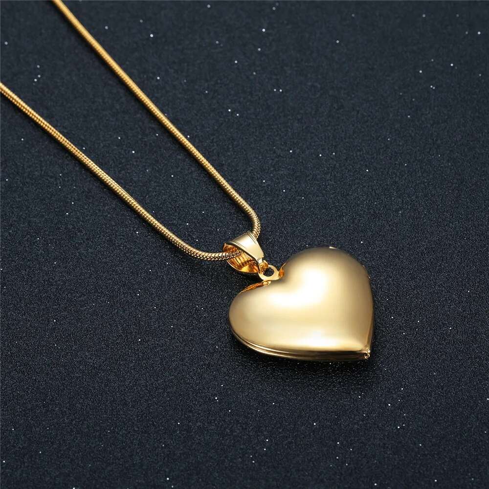 Heart Photo Locket Stainless Steel Necklace For Women Girls Fashion Gold Sier Color Memory Pendent With Snake Chain