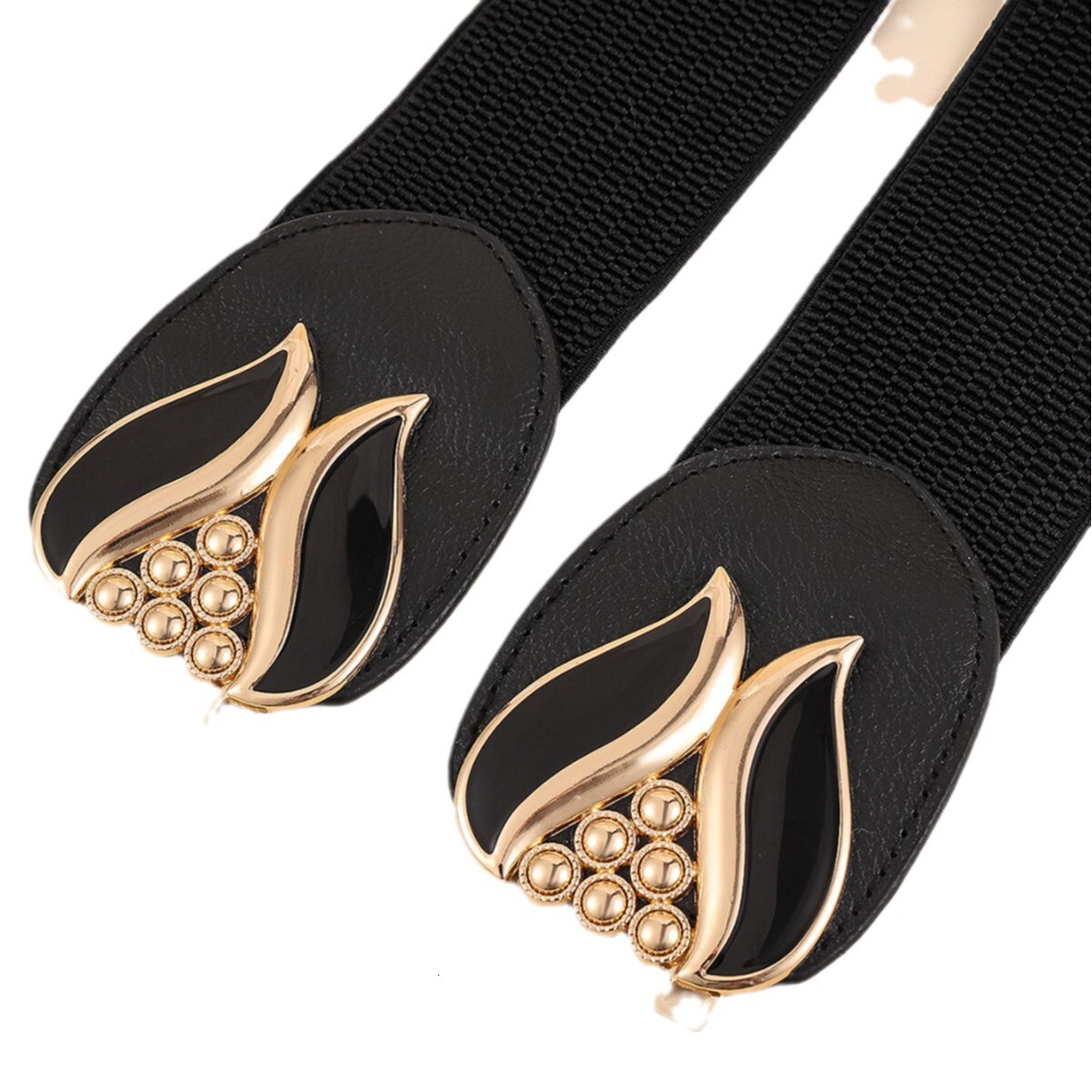 New Women's Elegant and Casual Decoration, Ripple wer Buckle Elastic Wide Waist Cover with Skirt