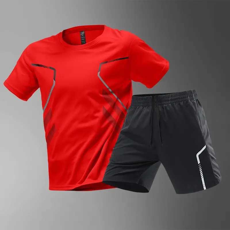 Summer Mens Set New Quick Drying Breathable Gym Clothing Training Short Sleeve Top Short Sleeve Set Outdoor Daily Casual Two Piece SetXJ250412