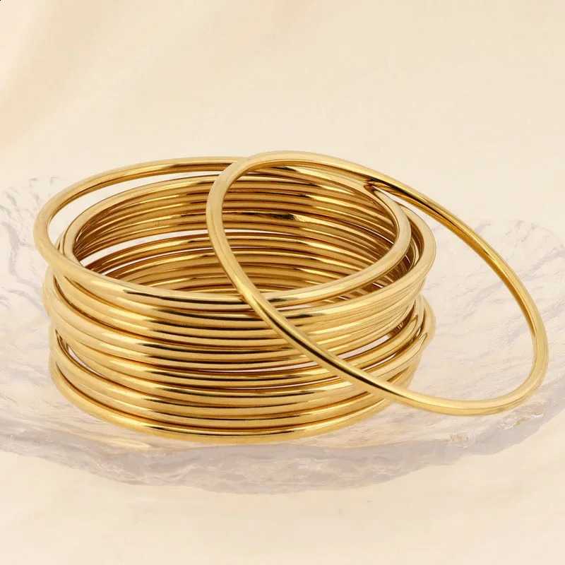 Simple Stainless Steel Bracelet For Women Men Gold Silver Color Geometry Wire Round Bangle Female Trendy Jewelry Wristband Gifts 250403