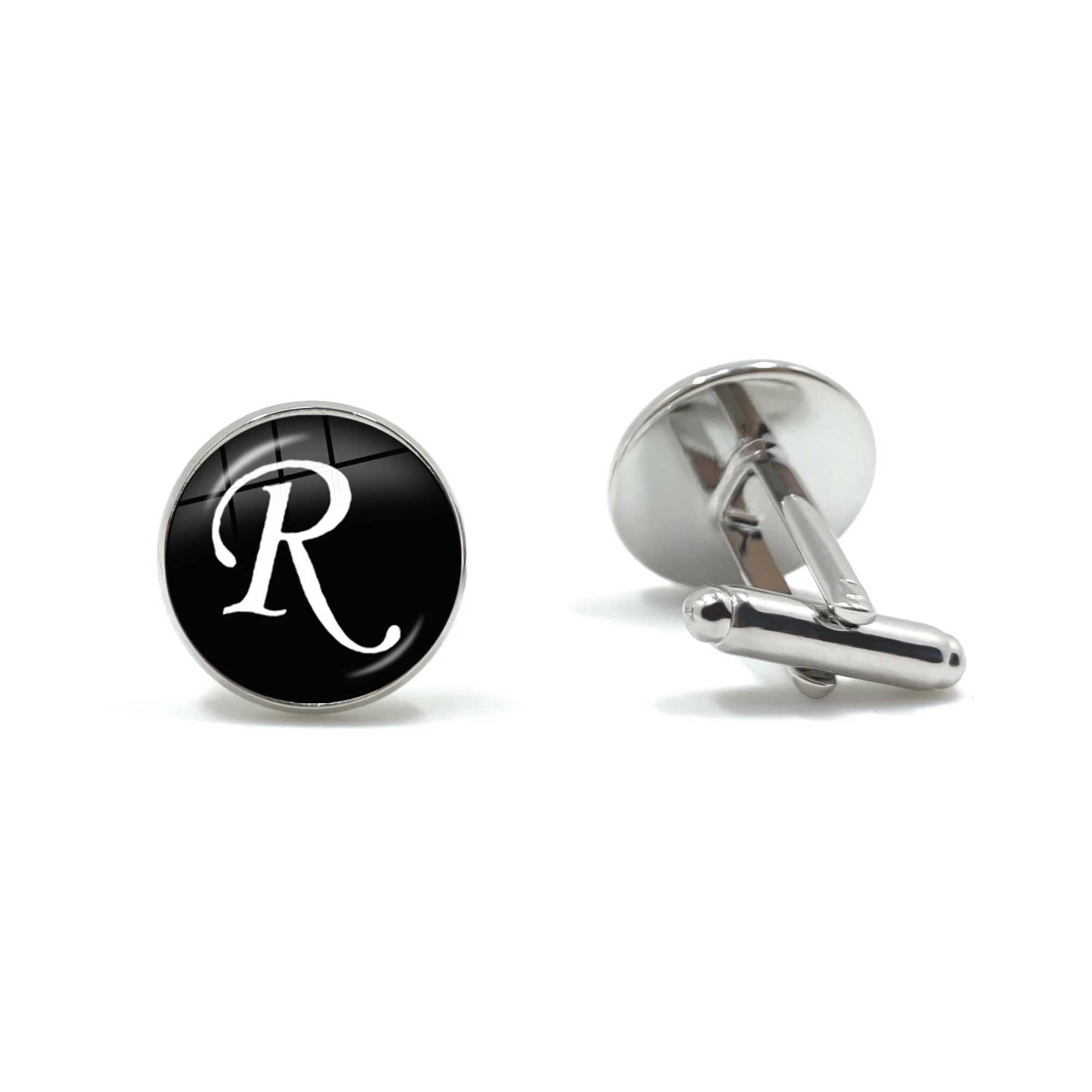 Mens Fashion A-Z Single Letter Cufflinks Silver Letter Cufflinks Mens Gentlemens Shirts Wedding Cufflinks GiftT250412