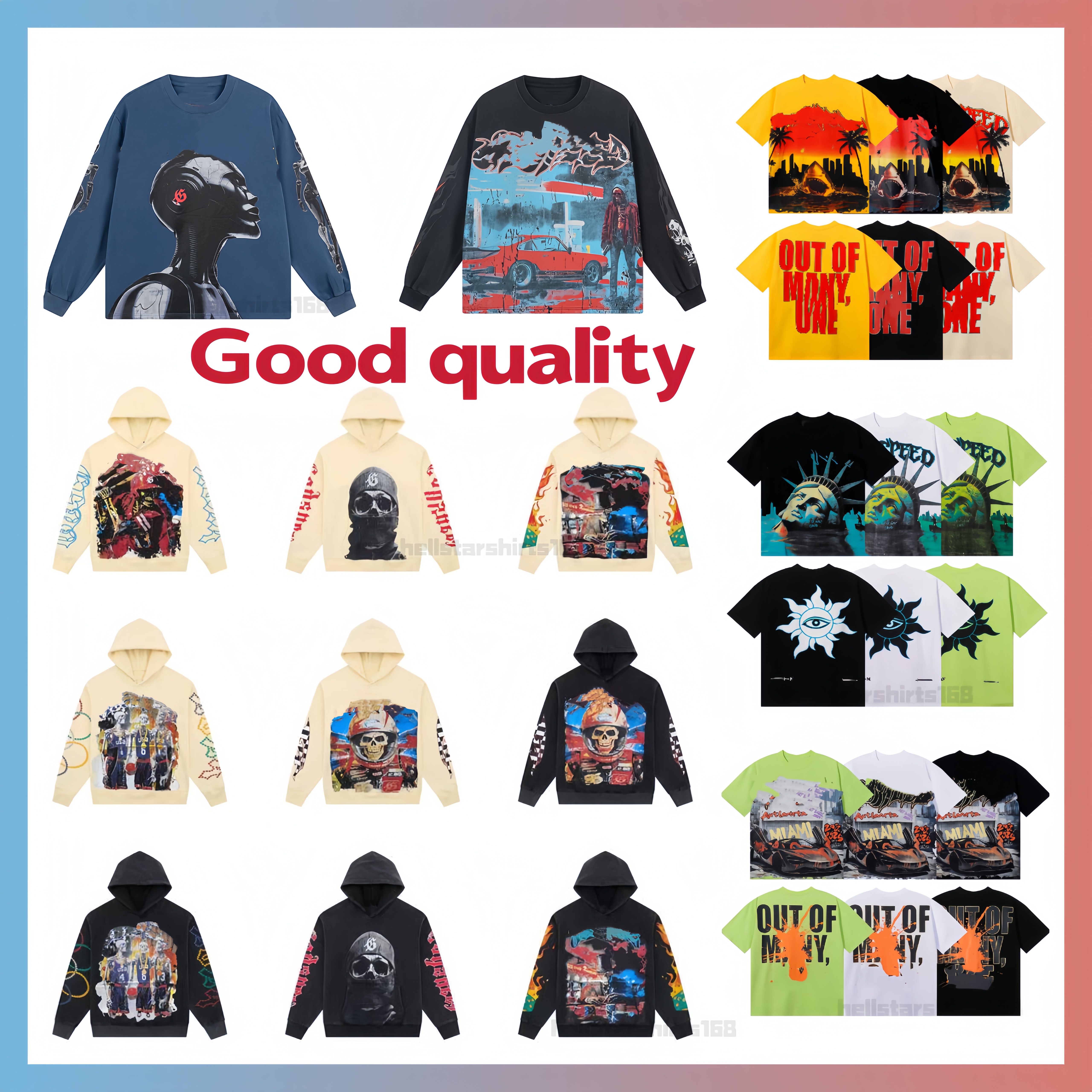 new top godshirts designer godhoodie set Men's and Women's T-shirt shorts Sweatshirts hoodie top and pants set hoodie High Quality Cotton Red Green Graffiti Pattern US
