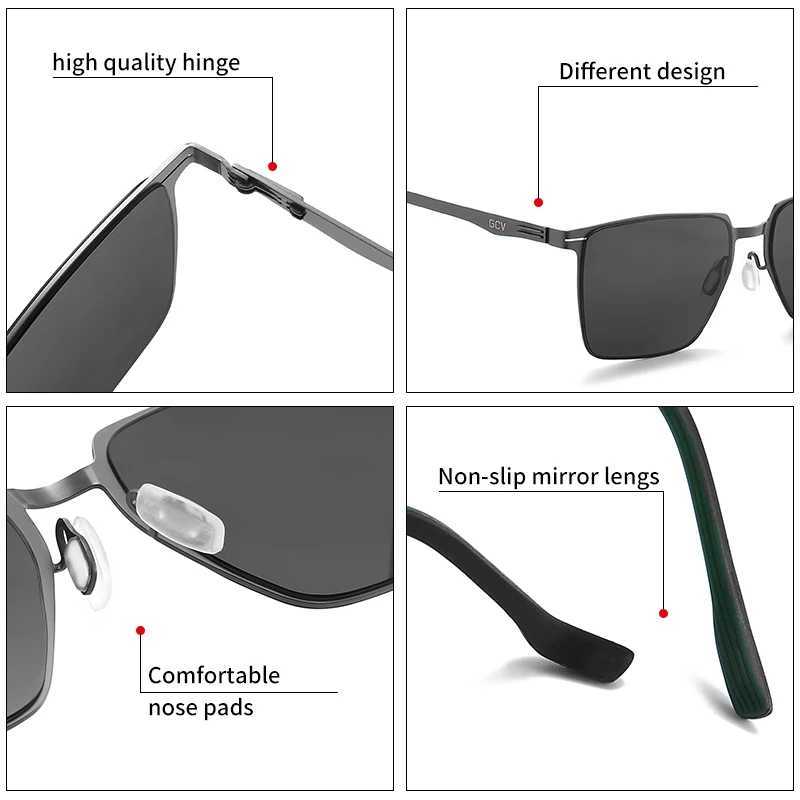 GCV Men Polarized Sunglasses Aluminum Magnesium Sun Glasses Driving Glasses Rectangle Shades For Men UV400C250411