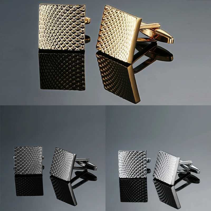 Mens French shirt cufflinks high-end sleeves nails classic square pattern cuff buttons business set accessories jewelryT250412