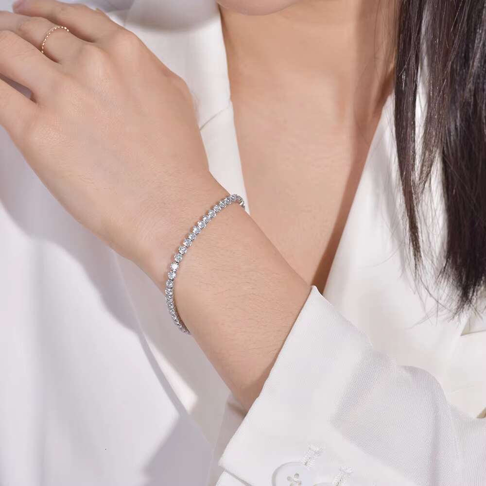 SDA 3 mm Tennis Zircone Bracelet Stainless Steel Black Moissanite Chain Jewelry Set