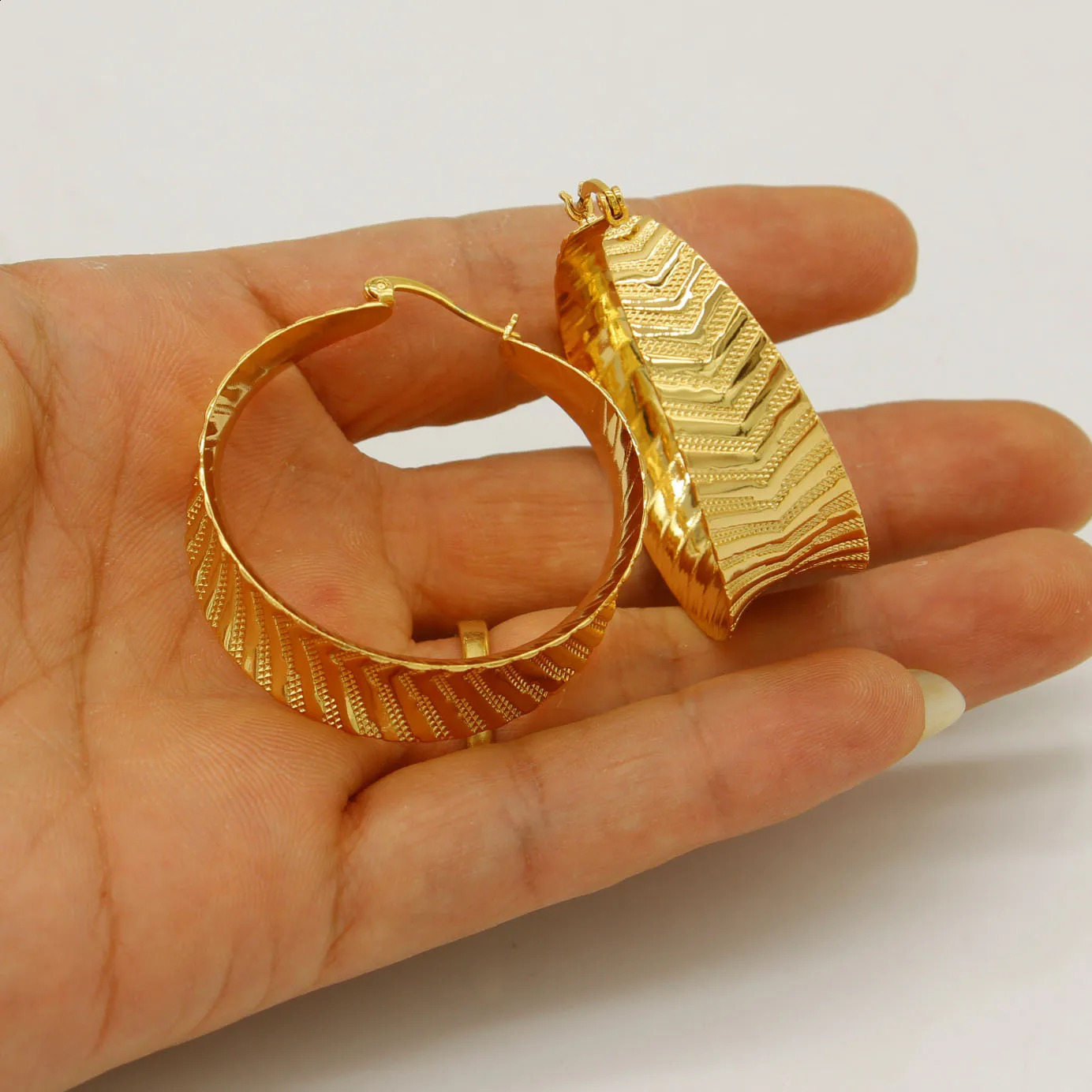 Adixyn Dubai Womens Large Ring Earrings 18k Gold/Copper Jewelry African Indian Arab Womens Party Gift N040814 250409