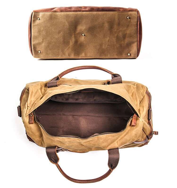 Designer Bag Vintage Waxed Canvas Lage Genuine Leather Men Travel Large Duffel Bags Weekend Bag Of Trip Overnight Carry On