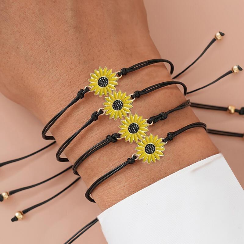Sunny Days Ahead - Adjustable Suower Charm Bracelet Set