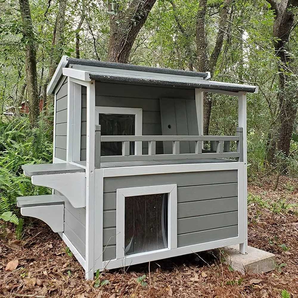 Outdoor Wildcat House Wooden Cat Shelter X250412