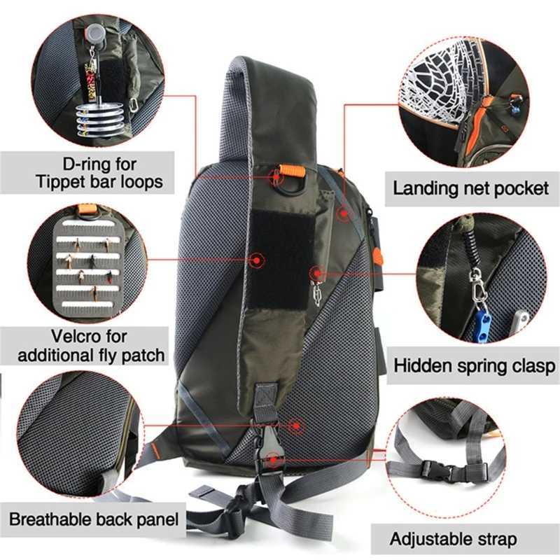 Fly Fishing Slings Pack Crossbody Bag Chest Pack Fishing Tackle Storage Shoulder Bag for Freshwater or Saltwater Fishing Z250411