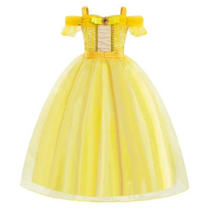 Disney Childrens princess costume Halloween beauty and beast cosplay Fancy Bella Dress childrens ball dress Belle costume girlXJ250411