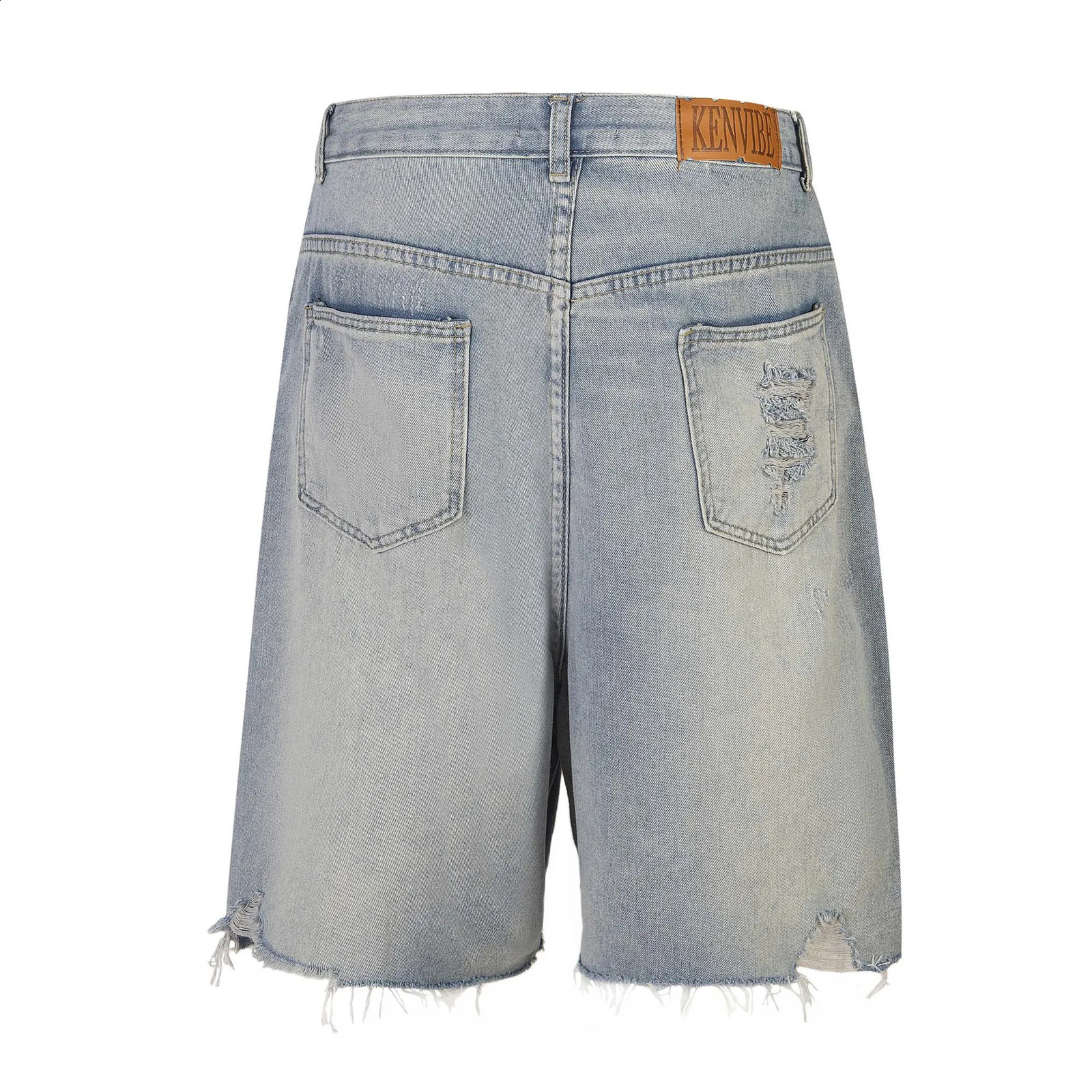 Rhinestone Hole Distressed Jean Shorts for Men Women Harajuku Streetwear Hip Hop Denim Short Pants Retro Shorts 250411