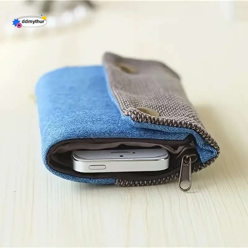 Handmade Three Fold Fabric Wallet Women Men Simple Short Zipper Purses for Teens Personality Multi-function Key Bag Card Holder ddmythur