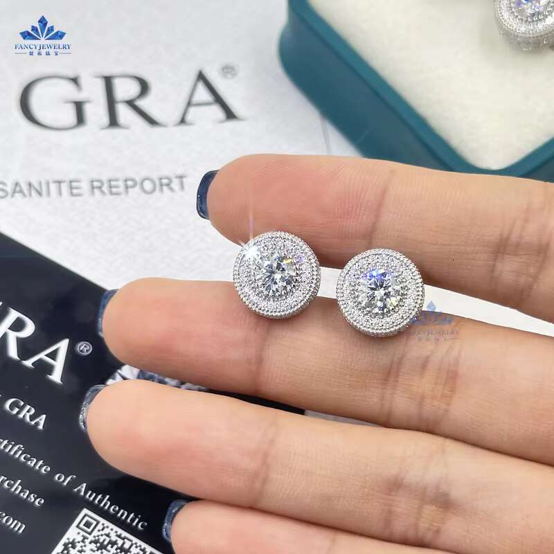 Wholesale 925 Silver Jewelry Fine Stud Earrings With GRA Certificate VVS Diamond Wedding Earrings Silver 925 Sterling Women