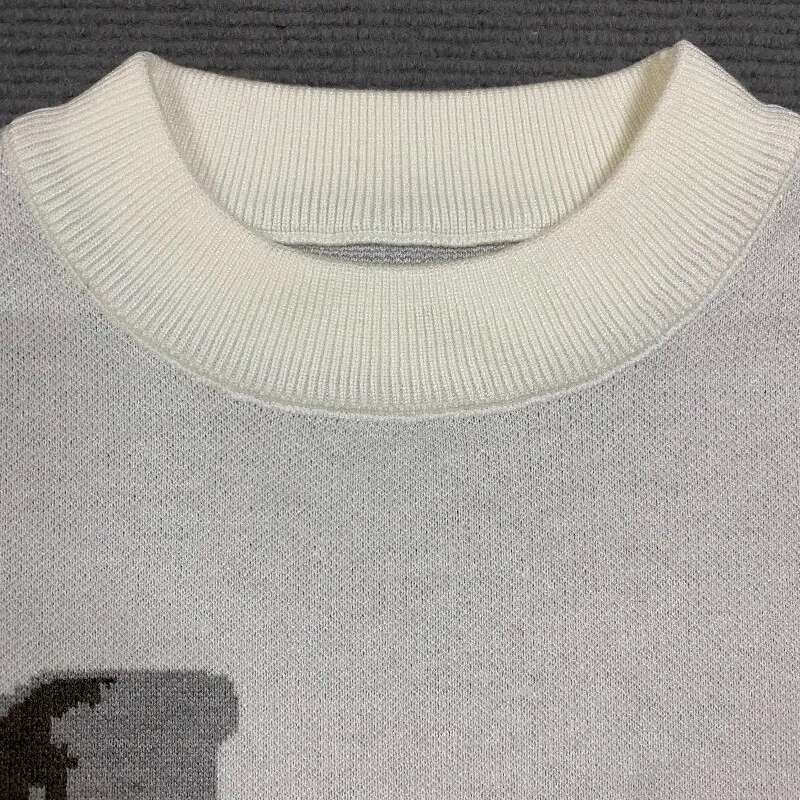 Women's Knitting Gothic Print Pattern O Neck Pullover Sweater Streetwear Girls Oversized Haruku Knitwear Y2k Sweaters