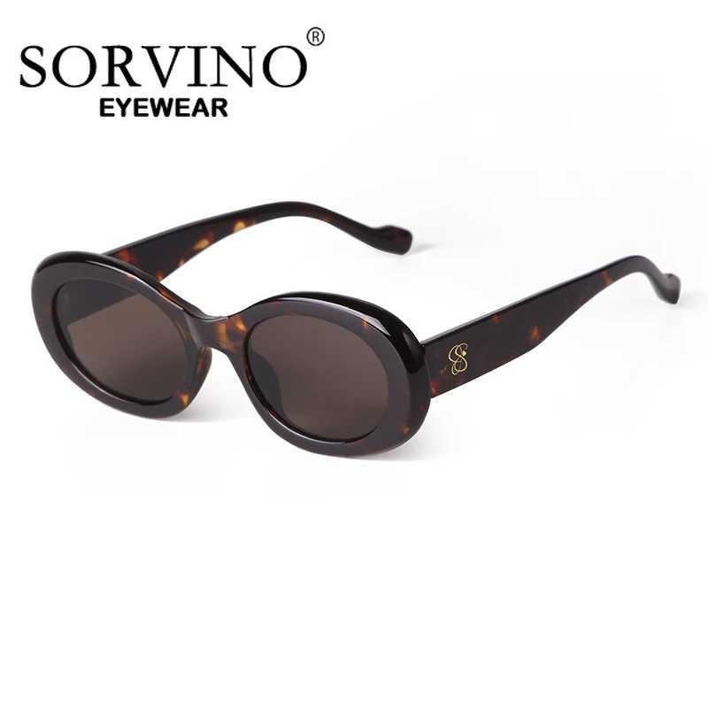 SORVINO Trendy Tortoise Shell Black Oval Sunglasses Gradient Brown Lens Round Women Men Sun Glasses Female UV400C250411
