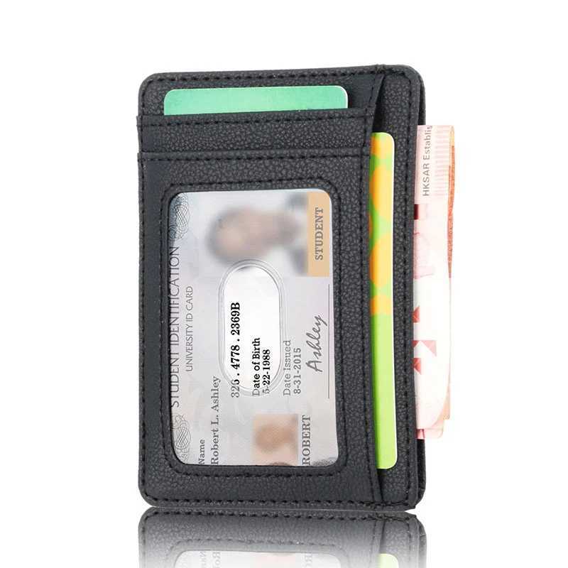 New RFID blocks mens leather wallet ultra-thin card holder business mens portable mini travel wallet Z250411