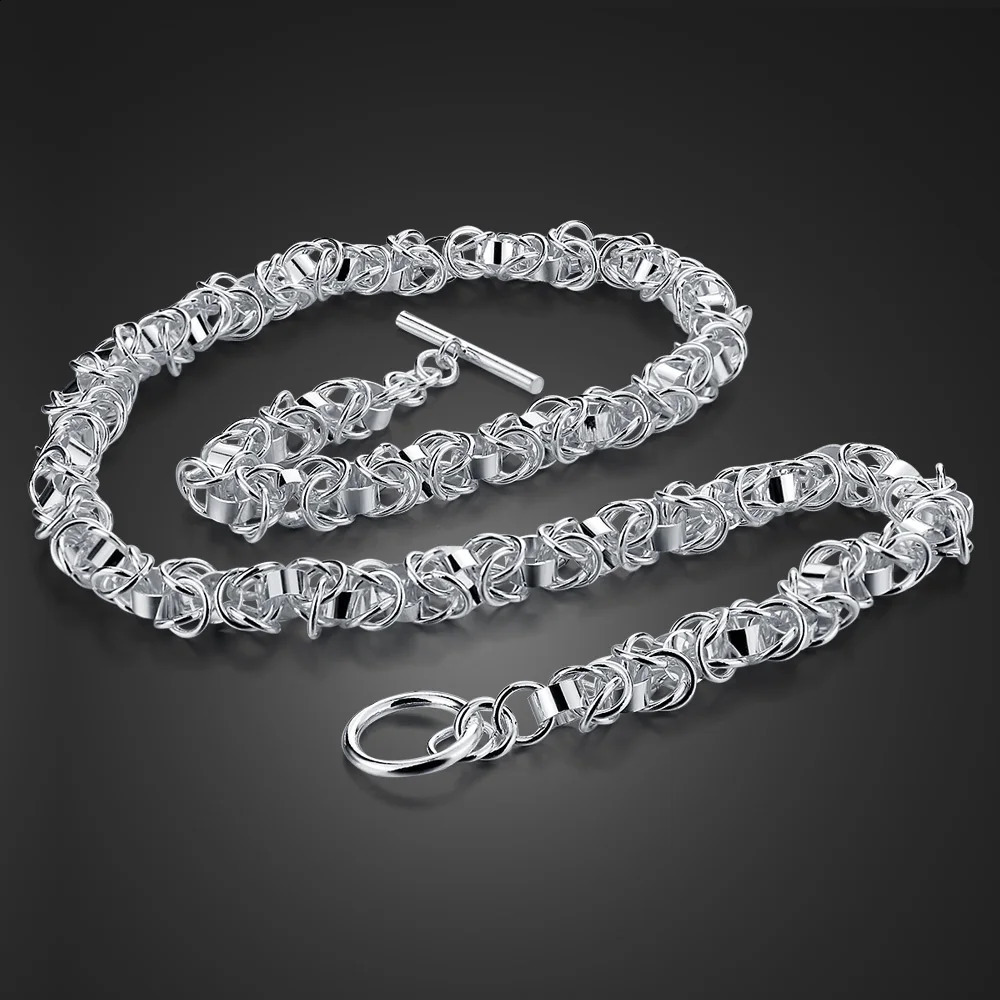 Real 925 sterling silver box chain necklace fashionable mens necklace retro atmosphere modern appearance punk skeleton chain jewelry 250409