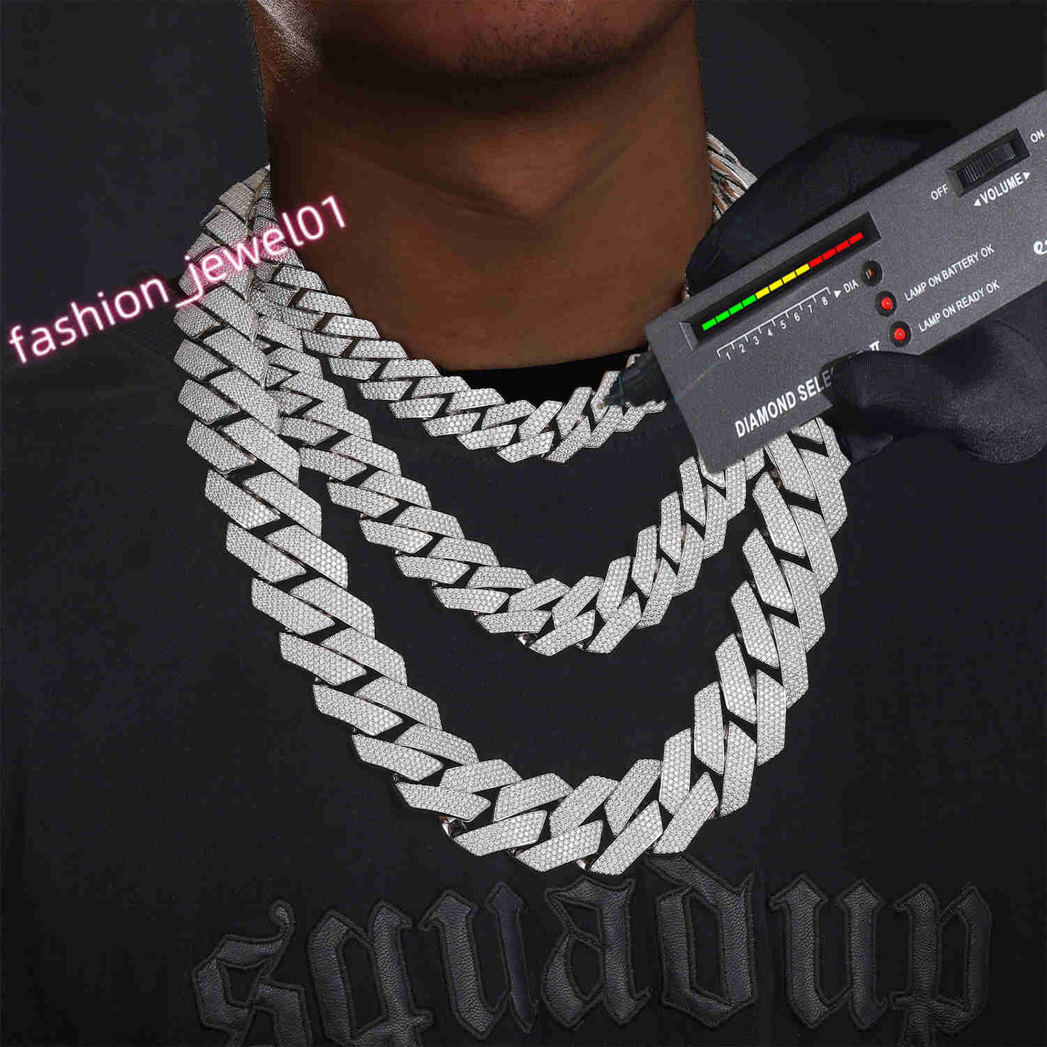 High Quality Cubana Hip Hop Jewelry 6-20mm 925 Sterling Silver VVS Moissanite Diamond Iced Out Cuban Link Chain Necklace for Men