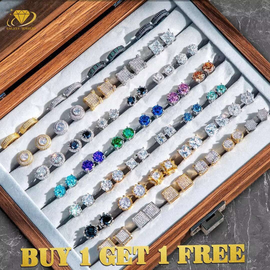 Hot Selling Fine Jewelry Earrings Pass Diamond Tester 925 Silver Flower Cluster Earrings Iced Out Vvs Moissanite Stud Earrings