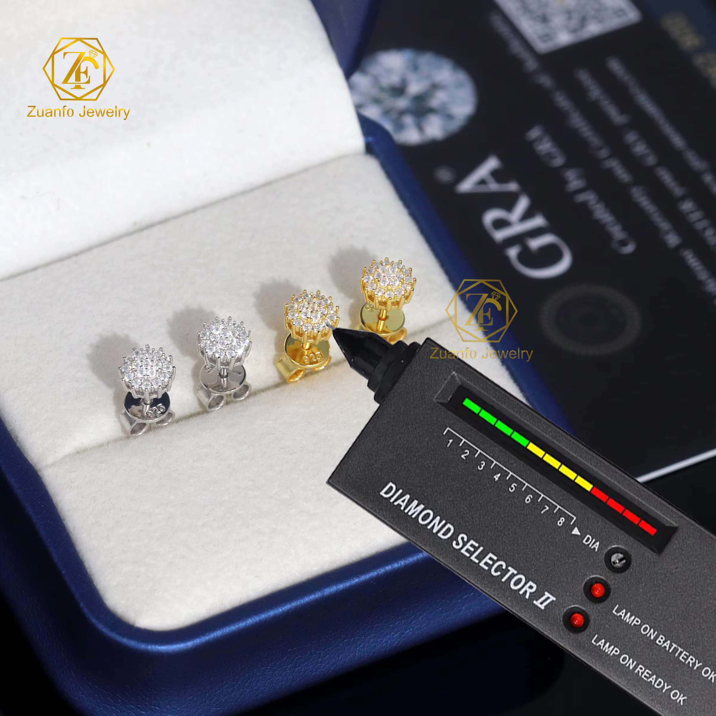 Hot Selling Sunflower Earrings 14K Gold Plated 925 Sterling Silver 6mm Round Moissanite Stud Earrings
