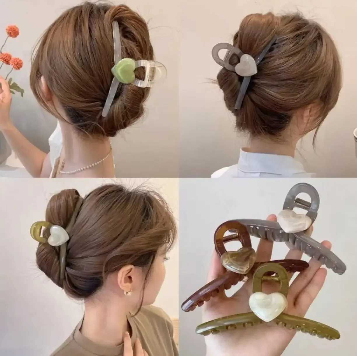 Exquisite and Minimalist Womens Elegant Love Hair Scraper High School Hairpin Backspoon Shark Clip Girls New Headwear Y2504012