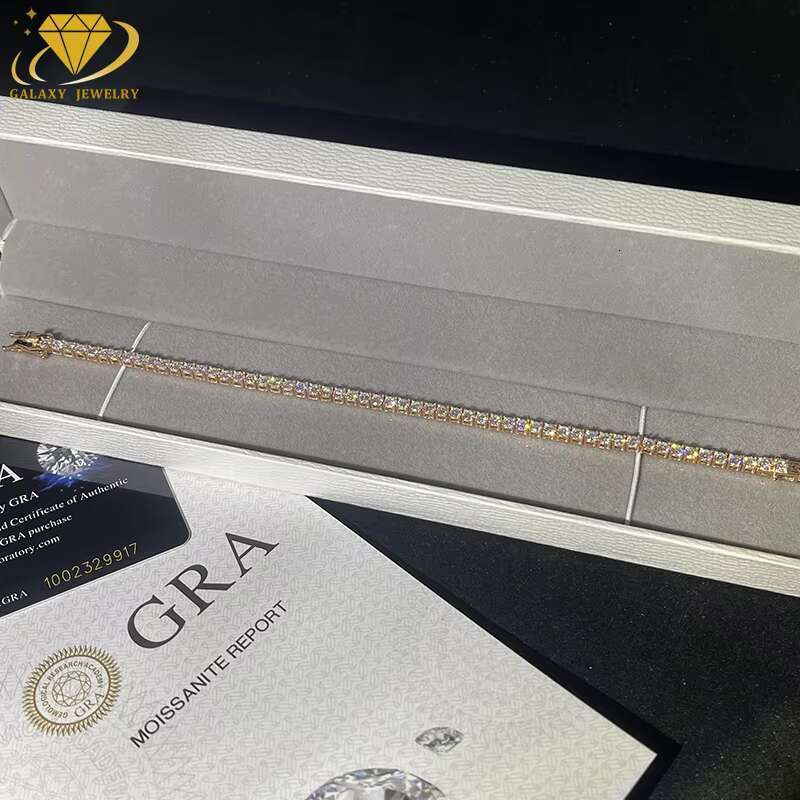 3MM Fashion Classics Jewelry S925 D VVS Moissanite Diamond Chain Rose Gold Color Tennis Bracelet Custom Lock for Men and Women