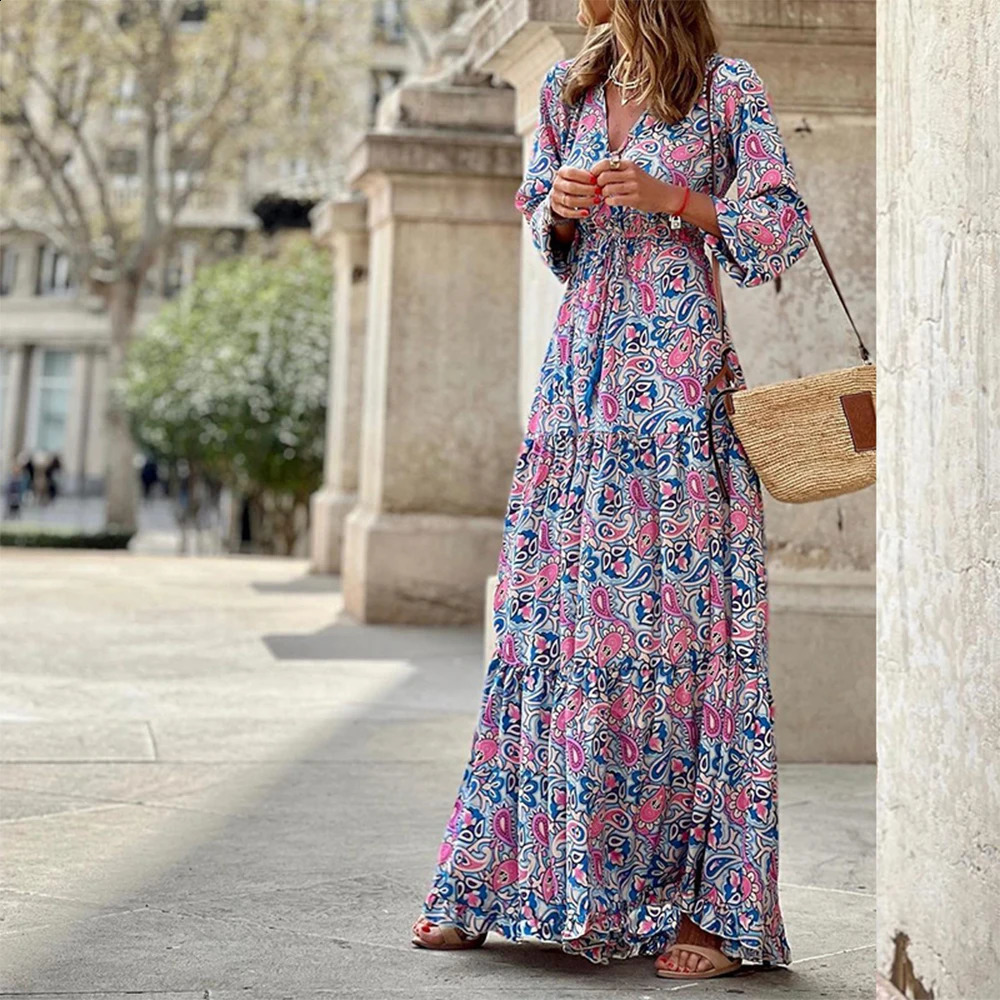 Floral Dress for Women Clothing 2025 Bohemian Loose Beach Sundress Skirt Female Holiday Fashion Korean Dress Vestido Robe 250410