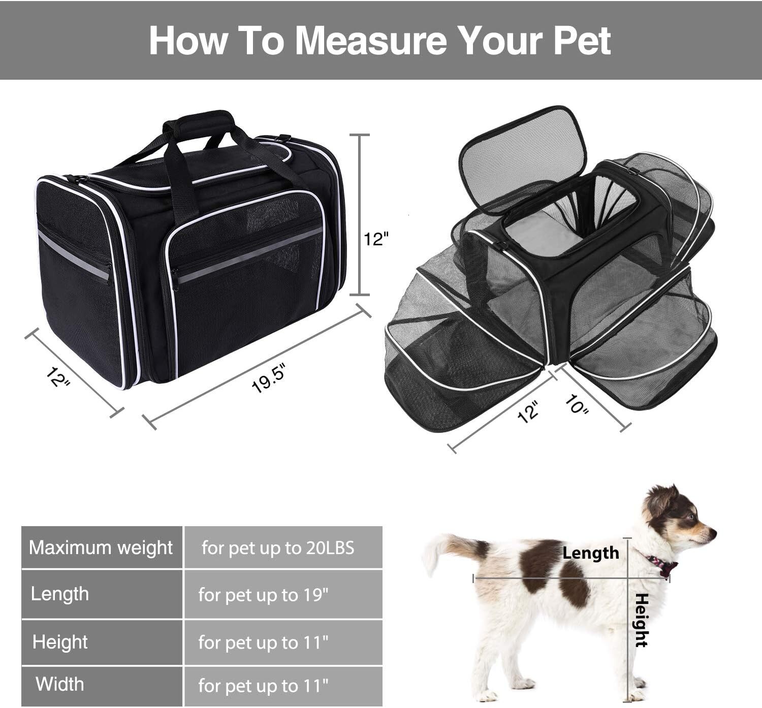 MASKEYON Airlines approved expandable pet harness with mesh pockets, shoulder strap, washable pad - suitable for 2 cats, kittens, puppies, and dogs