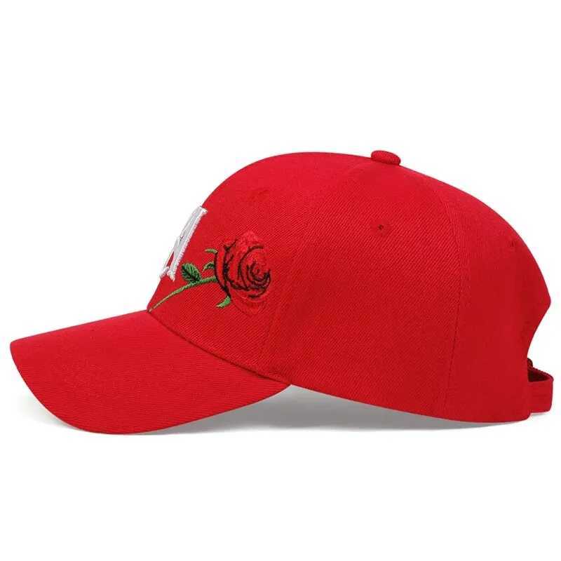 Neutral LA Rose Embroidered Baseball Cs Spring and Autumn Outdoor Adjustable Casual Hat Sunscreen HatXJ250411