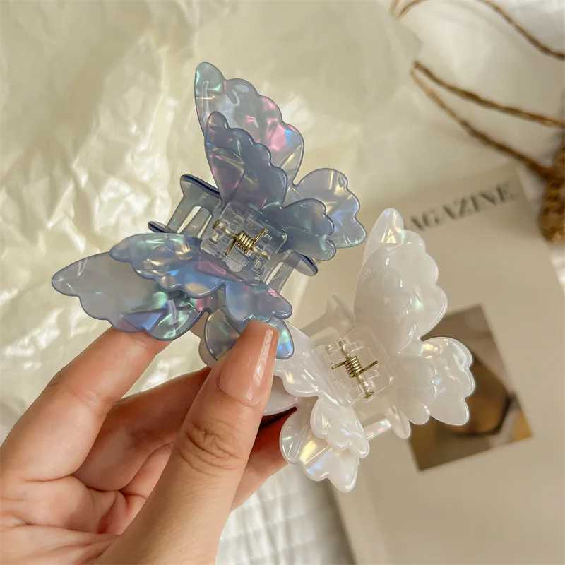 Fairy Gradient Colorful Butterfly Hair Claw French Retro Acetate Crab Hairpin Womens Fashion Headwear Hairpin Y2504012
