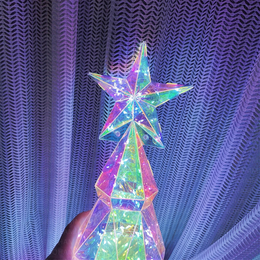 LED Christmas Tree Table Lamp Iridescent Colorful Bedroom Decorations USB LED room decor Lighting for Home xmas 251110