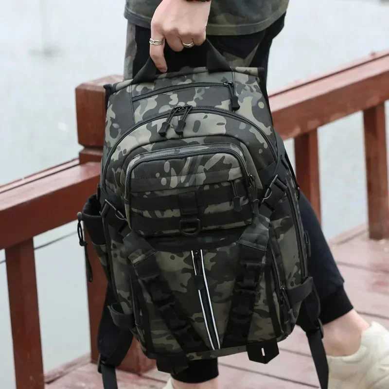 Men Fishing Lure Rod Box Bag Camping Climbing Backpack Hunting Multi-function Military Tactical Men Bags Fishing Shoulder Bag Z250411