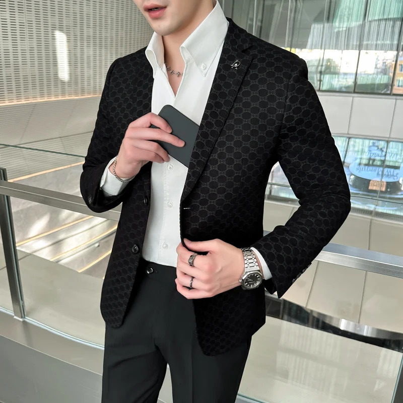 Spring and Autumn Single Chest Business Fashion Leisure Single Set Dress Jacket Mens Main Promotion 250411